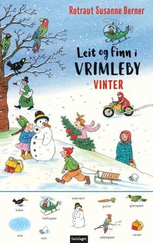 Omslag: "Leit og finn i Vrimleby : vinter" av Rotraut Susanne Berner