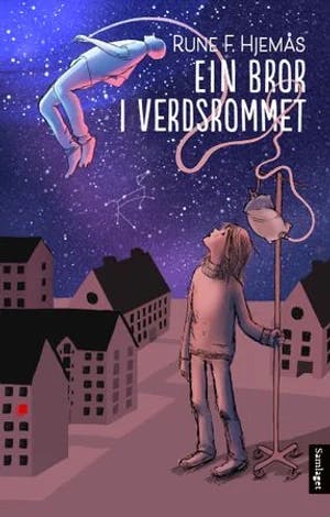 Omslag: "Ein bror i verdsrommet : roman" av Rune F. Hjemås